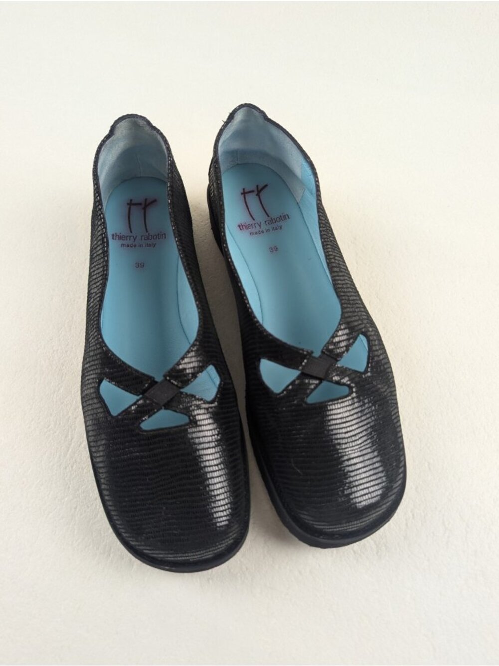 Thierry Rabotin Ballet Flat Womens 8.5 39 EU Black Slip On Italy Shoes Loafers